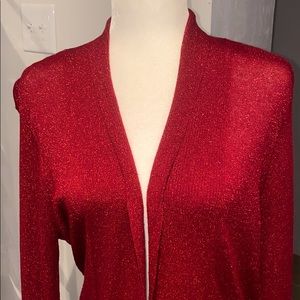 Red Shimmery Cardigan Sweater